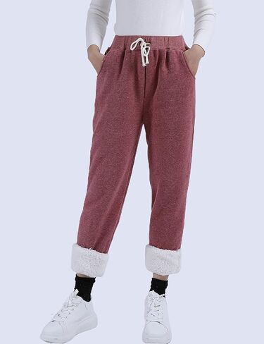 Yeokou Womens Sherpa Lined Sweatpants Winter Warm Fleece Pants in Kuwait