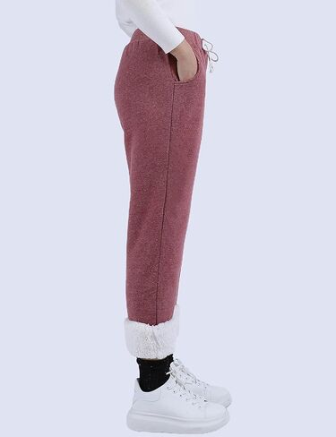 Yeokou Womens Sherpa Lined Sweatpants Winter Warm Fleece Pants in Kuwait