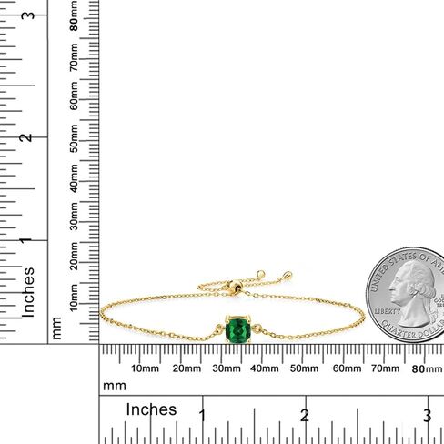 Gem Stone King 18K Yellow Gold Plated Silver 6MM Cushion Cut Gemstone Birthstone Solitaire Bracelet For Women | Fully Adjustable Up to 9 Inch in Saudi Arabia