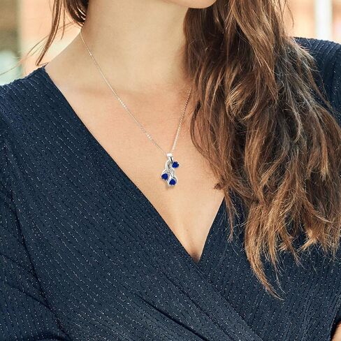 Gem Stone King 925 Sterling Silver Gemstone Birthstone 3-Stones Heart Shape Mothers Pendant Necklace For Women with 18 Inch Chain in Saudi Arabia