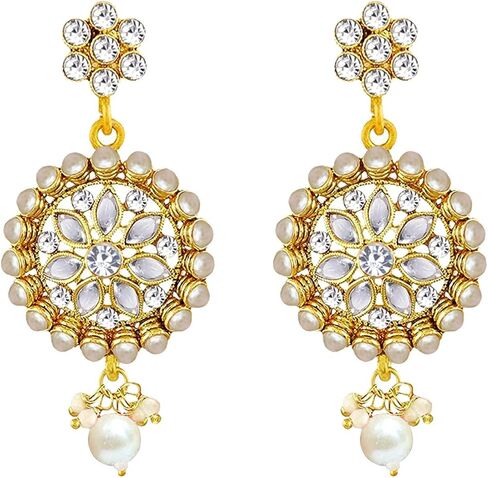Aheli Kundan Pearl Choker Multi Layered Necklace Earrings with Manng Tikka Set Indian Traditional Wedding Jewelry for Women in Saudi Arabia