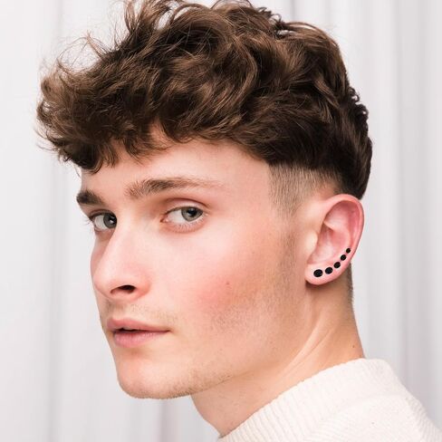 6 Pairs Black Earrings for Men Women Fake Plugs Faux Gauges Plugs Earring Stainless Steel Stud Earrings, 4-10mm in Saudi Arabia
