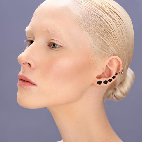 6 Pairs Black Earrings for Men Women Fake Plugs Faux Gauges Plugs Earring Stainless Steel Stud Earrings, 4-10mm in Saudi Arabia
