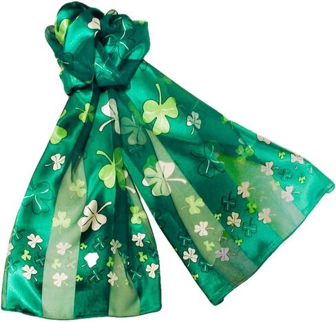 Green and Lime Shamrock Long Scarves for St Patrick's Day Lightweight and Silky in Saudi Arabia