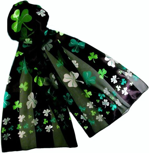 Green and Lime Shamrock Long Scarves for St Patrick's Day Lightweight and Silky in Saudi Arabia