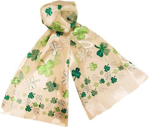 Green and Lime Shamrock Long Scarves for St Patrick's Day Lightweight and Silky in Saudi Arabia