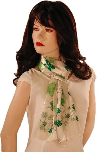 Green and Lime Shamrock Long Scarves for St Patrick's Day Lightweight and Silky in Saudi Arabia