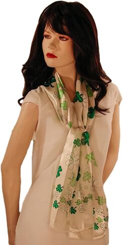 Green and Lime Shamrock Long Scarves for St Patrick's Day Lightweight and Silky in Saudi Arabia