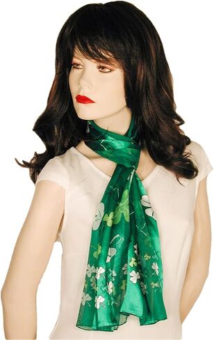 Green and Lime Shamrock Long Scarves for St Patrick's Day Lightweight and Silky in Saudi Arabia