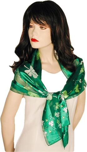 Green and Lime Shamrock Long Scarves for St Patrick's Day Lightweight and Silky in Saudi Arabia