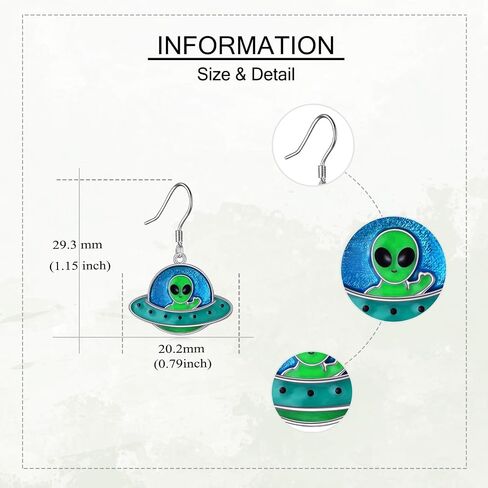 أقراط URONE Space 925 من الفضة الإسترليني UFO الغريبة أقراط مجوهرات الفضاء هدايا للنساء والرجال in Kuwait