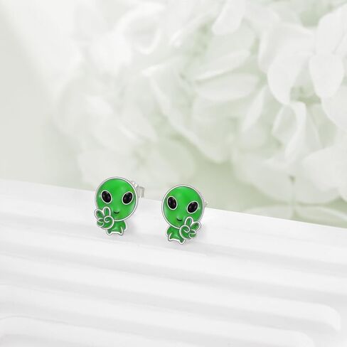 URONE Space Earrings 925 Sterling Silver UFO Alien Earrings Space Jewelry Gifts For Women Men in Kuwait