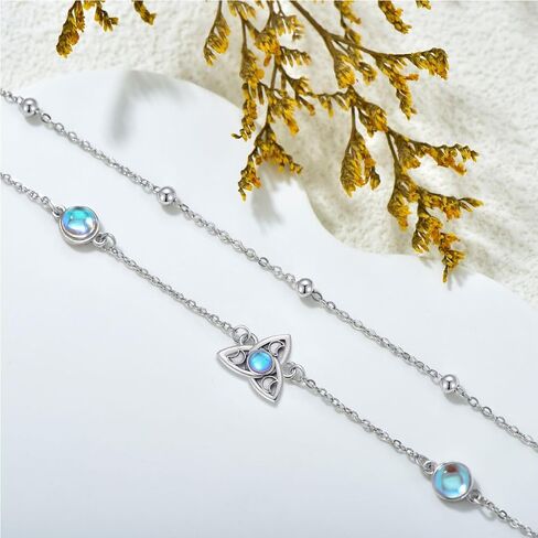 LONAGO عقدة سلتيك 925 الفضة الاسترليني خلخال للنساء الساحرات عقدة قابل للتعديل شاطئ القدم الكاحل سوار مجوهرات هدايا للنساء أمي 8 + 2 بوصة in Kuwait