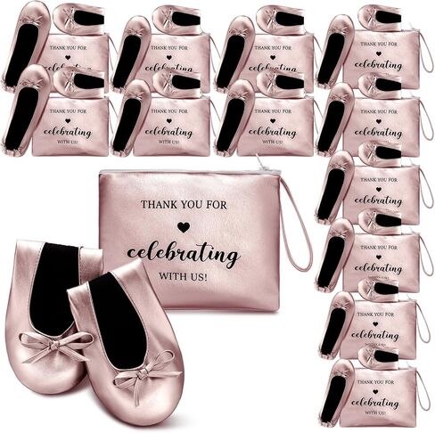 Cuffbow 12 Pairs Wedding Foldable Flats Dancing Shoes Rollable Ballet Flats Bulk Party Wedding Slippers Bridesmaids Guests in Saudi Arabia