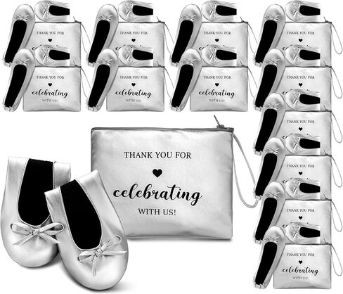 Cuffbow 12 Pairs Wedding Foldable Flats Dancing Shoes Rollable Ballet Flats Bulk Party Wedding Slippers Bridesmaids Guests in Saudi Arabia