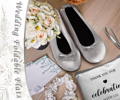 Cuffbow 12 Pairs Wedding Foldable Flats Dancing Shoes Rollable Ballet Flats Bulk Party Wedding Slippers Bridesmaids Guests in Saudi Arabia