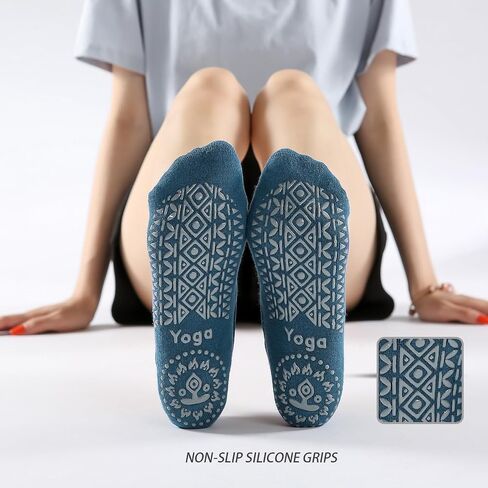 3 Pairs Yoga Socks for Women Non-Slip Grips, Pilates, Barre, Pregnancy, Dance, Hospital Socks. in Kuwait