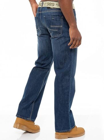 Enzo Mens Designer Jeans Loose Fit Free Belt Denim Pants Trousers All Waist Sizes in Saudi Arabia