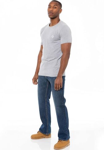 Enzo Mens Designer Jeans Loose Fit Free Belt Denim Pants Trousers All Waist Sizes in Saudi Arabia
