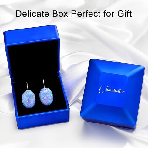 Opal Dangle Earrings for Women，Gorgeous 925 Sterling Silver 18K Yellow Gold Plated Dangly Earrings, Dangling Oval Earrings for Christmas Birthday Gifts in Saudi Arabia
