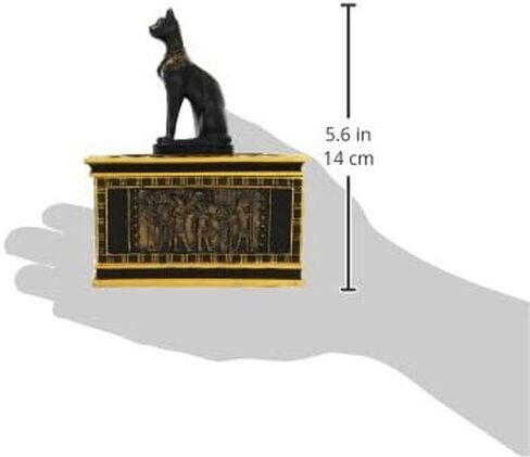 Design Toscano Royal Bastet Cat Goddess Egyptian Jewelry Box Statue, 6 Inch, Set of Two, Polyresin, Black and Gold in Saudi Arabia