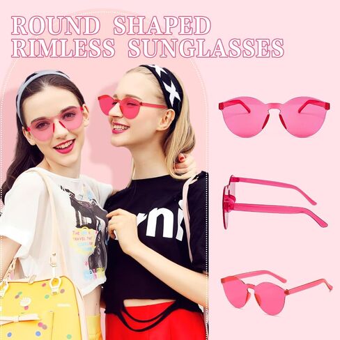 SUNOVELTIES 18 نظارات شمسية مستديرة الشكل بدون إطار، نظارات حفلات ملونة شفافة للنساء in Kuwait
