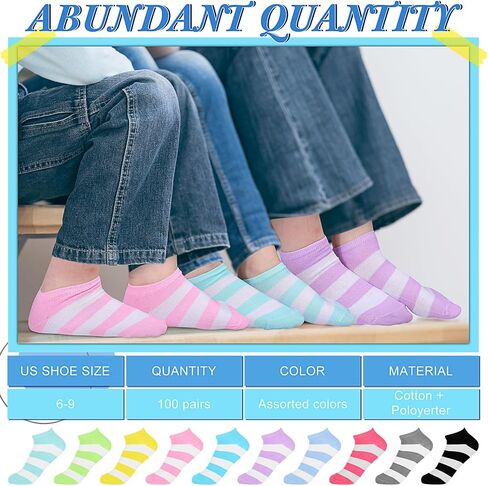 Handepo 100 Pair Low Cut Ankle Socks for Women Athletic Bulk Socks for Running Casual Outdoor Activities in Kuwait