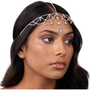 Crystal Head Chain Wedding Headpieces Rhinestone Bride Hair Jewelry Boho Party Teardrop Headband Hair Accessories for Women and Girls