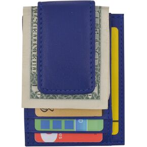 Genuine Leather Money Clip front pocket wallet with magnet clip and card ID Case (Black)