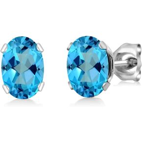 Gem Stone King 925 Sterling Silver Oval 7X5MM Gemstone Birthstone Stud Earrings for Women