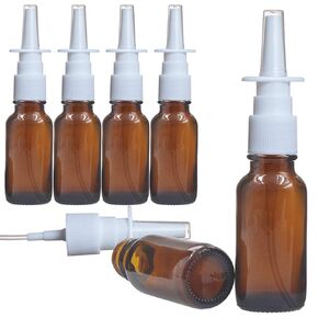 6 قطع من UPSTORE (30 مل/1 أونصة) زجاجة رذاذ أنف زجاجية فارغة مستديرة مع رأس رذاذ ضغط قابلة لإعادة الملء، حاويات رشاشات رذاذ دقيقة محمولة، وعاء للسفر، تعبئة فرعية لمحلول ملحي فضي غرواني