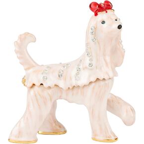 Cute Dog Jewelry Trinket Box with Hinged Hand-Painted Enamel Animal Ornaments Gift for Home Decor