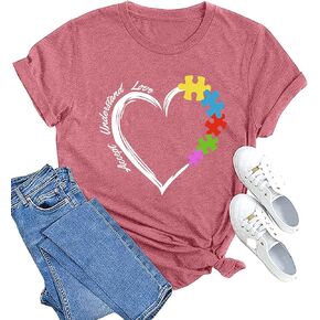 MAIHUN Autism Awareness Shirt for Women Accept Understand Love Autism Teacher Tshirt Autism Support Month Tee