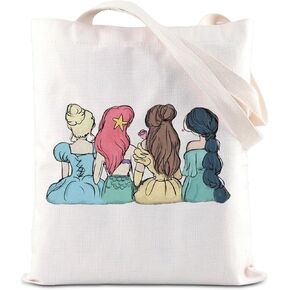 JNIAP Princess Squad Cosmetic Bag Fairy Tale Princess Character Gift Mermaid Movie Lover Makeup Pouch Belle Princess Gift (Princess Tote)