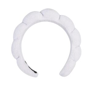 Women's Spa Headband for Face Washing, Makeup Removal, and Shower - Terry Cloth Puffy Sponge Headband with Hair Accessories (Black)