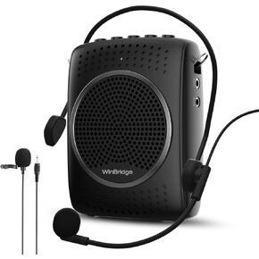Ultra Portable Voice Amplifier Microphone and Speaker Set - Rechargeable Mini PA System with Lavalier/Headset Mic for Teachers, Classroom, Tour Guides - 2024 Updated
