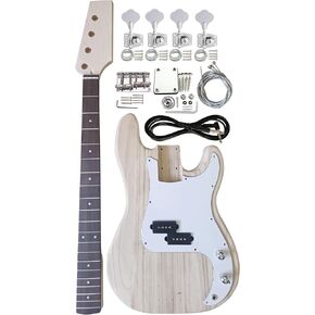 DIY Bass Guitar Kit PB Bass Style Beginner Kits 4 String Right Handed with Paulownia Body Hard Maple Neck Rosewood Fingerboard Chrome Hardware Build Your Own Bass Guitar.