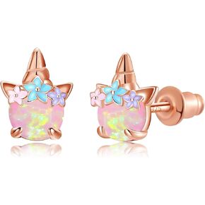 925 Sterling Silver Opal Stud Earrings Cute Animals Stud Earrings Hypoallergenic Earrings Gifts For Women Girls Jewelry