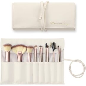 WiseBoy Makeup Brush Bag, Travel Makeup Brush Pouch, Roll Up Portable Cosmetic Organizer, PU Leather Make up Brush Case, Brushes Not Included