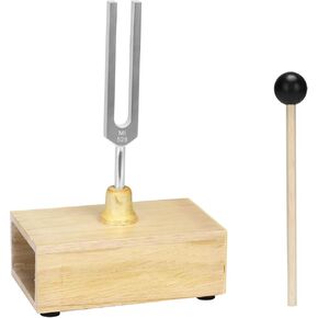 MEGREZ 528 Hz Tuning Fork for Sound Healing, Aluminum Alloy Tuning Fork with Wooden Resonance Box, Hammer and Cleaning Cloth, Musical Instruments Tuning Fork Sound Box for Yoga, Relaxation
