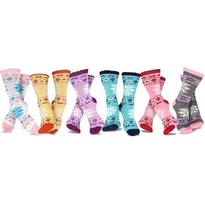 Cute Fun Novelty Dress Casual Argyle Stripe Floral Scallop Hearts Socks for Women Size 9-11 6pair 12pair School Socks