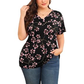 TIANZHU Womens Plus Size Tops V Neck Tunic Shirt for Women Blouses & Button-Down Shirts Business Casual Tops in Kuwait