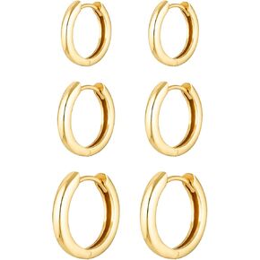 Gold Hoop Earrings Set 14k Gold Plated Huggie Hoop Earrings Hypoallergenic Jewelry Daily Earrings for Women in Kuwait
