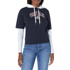 Tommy Hilfiger Women's Casual Logo 2fer Hoodie Sweatshirt