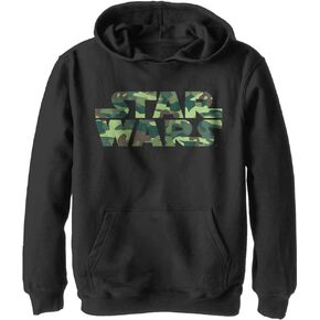 Star Wars Boy's Camo Logo Hoodie, Athletic Heather, Medium