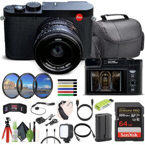 Leica Q3 Compact Digital Camera, 60MP Full-Frame BSI CMOS Sensor, Summilux 28mm f/1.7 Prime Lens, 8K Video Recording & Photography Camera Bundle with 64GB SD Card+ Camera Bag + Cleaning Kit and More