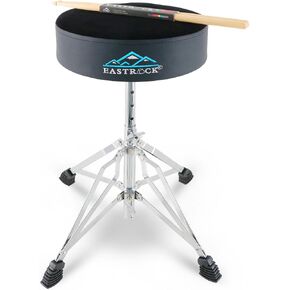 مقاعد طبلة EASTROOCK Drum Throne مع دعم 4 أرجل، مقعد طبل قابل للتعديل بارتفاع عالمي لعازفي الطبول والأطفال البالغين (أسود)