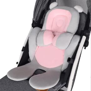 KAKIBLIN 2 in 1 Stroller Insert, Baby Car Seat Insert Newborn Head and Body Support Pillow Toddler Stroller Cushion for Baby Washable Baby Stroller Padding for Newborn, Pink