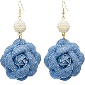 CWVHQ Bohemia Denim Hoop Earrings Simple Exaggerated Big Circle Round Statement Earrings Jewelry Accessories for Women Girl Bridal