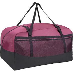 Domaker Folding Wheeled Rolling Duffle Bag for Camping Travel, Large Lightweight Duffel Bag with Casters and Pull Handle, Grey, 30''